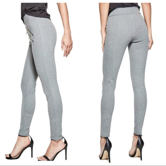 Guess Anja Gold Zipper Ponte Leggings Pants Large - Picture 2 of 8